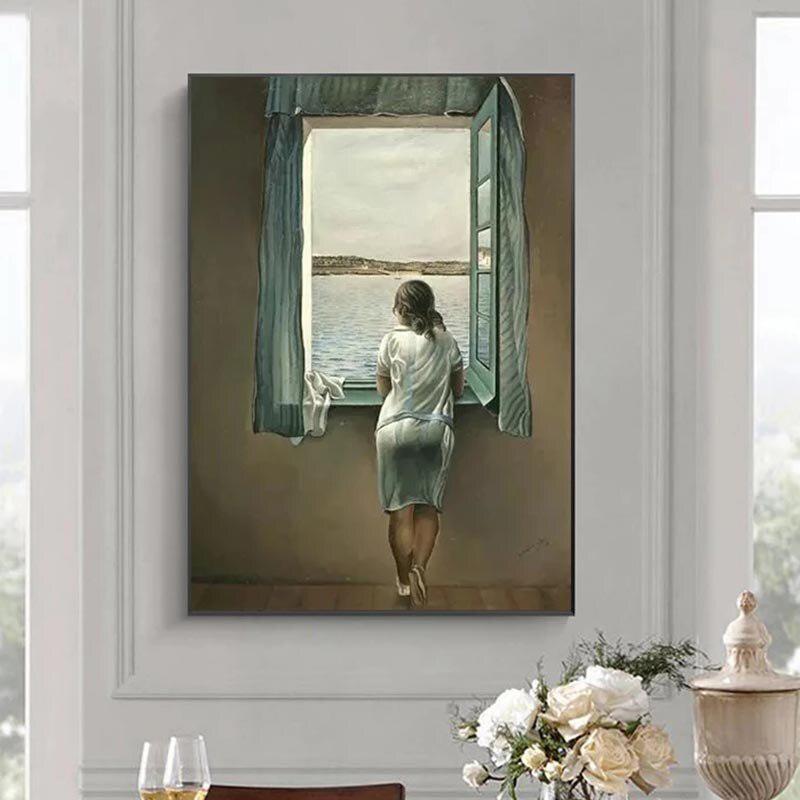 The Woman at the Window Canvas Painting | Salvador Dali Posters and Prints | Girl Wall Art Picture for Living Room Home Decor Cuadro